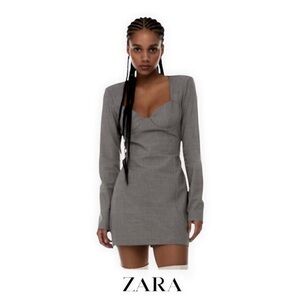 Zara Corset Sweetheart Long Sleeve Dress